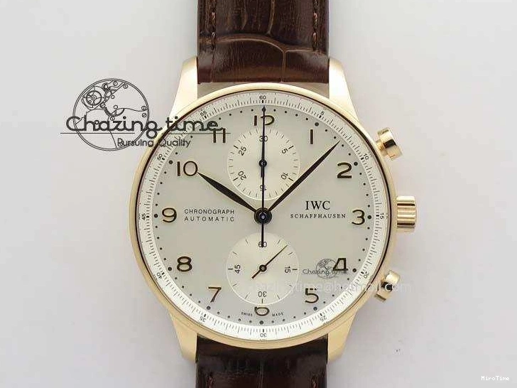 MIROTIME 0416 Portuguese Chrono RG IW371480 ZF 1:1 Best Edition White Dial On Brown Leather Strap A7750 V HighPerformance 7266